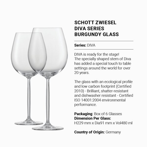 SCHOTT ZWIESEL Diva Series Burgundy Glass (Box of 6)