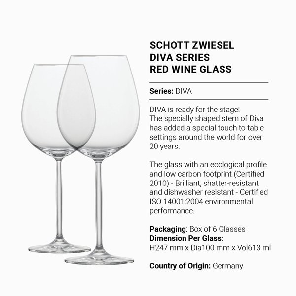 SCHOTT ZWIESEL Diva Series Water / Red Wine Glass (Box of 6)
