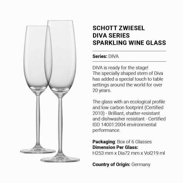 SCHOTT ZWIESEL Diva Series Sparkling Wine Glass (Box of 6)
