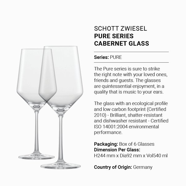SCHOTT ZWIESEL Pure Series Cabernet Glass (Box of 6)