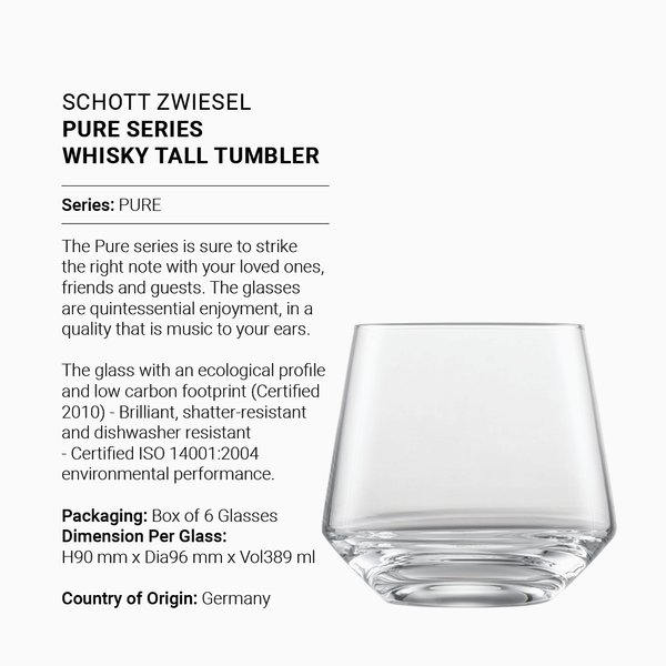 SCHOTT ZWIESEL Pure Series Whisky Tall Tumbler (Box of 6) 